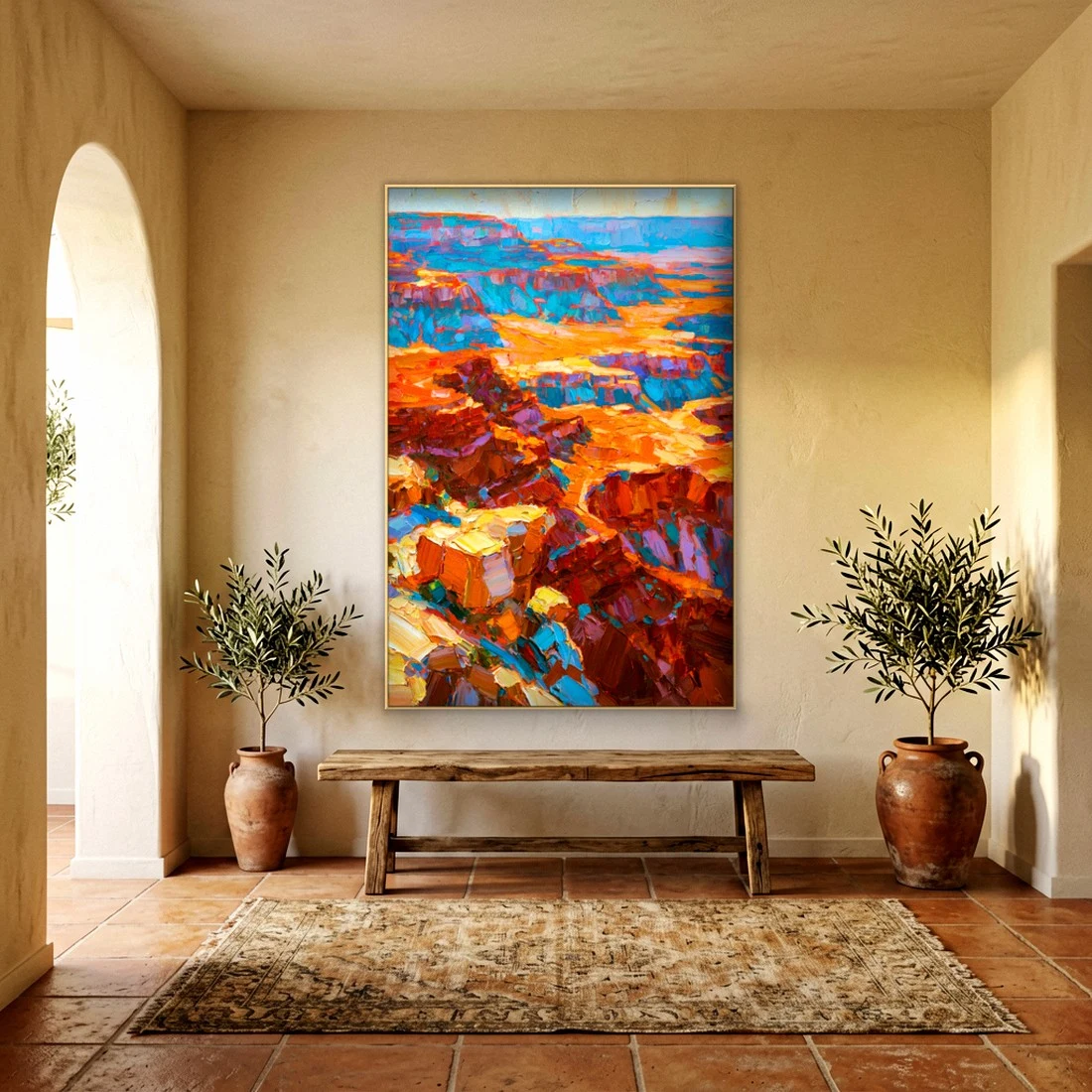 Glowing canyon at sunset canvas in an elegant living room