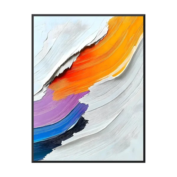 Bold orange & purple impasto abstract 3D relief painting TA04
