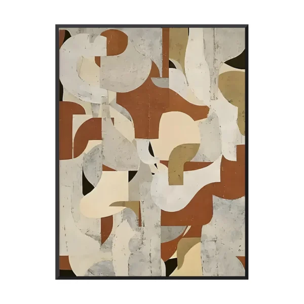 Brown and rust earthy organic wabi-sabi canvas WA04 black frame white background