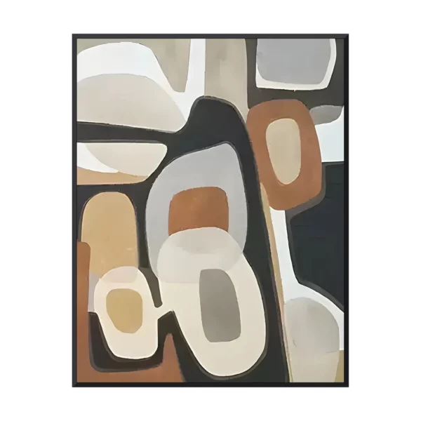 Brown and cream organic oval wabi-sabi canvas WA05