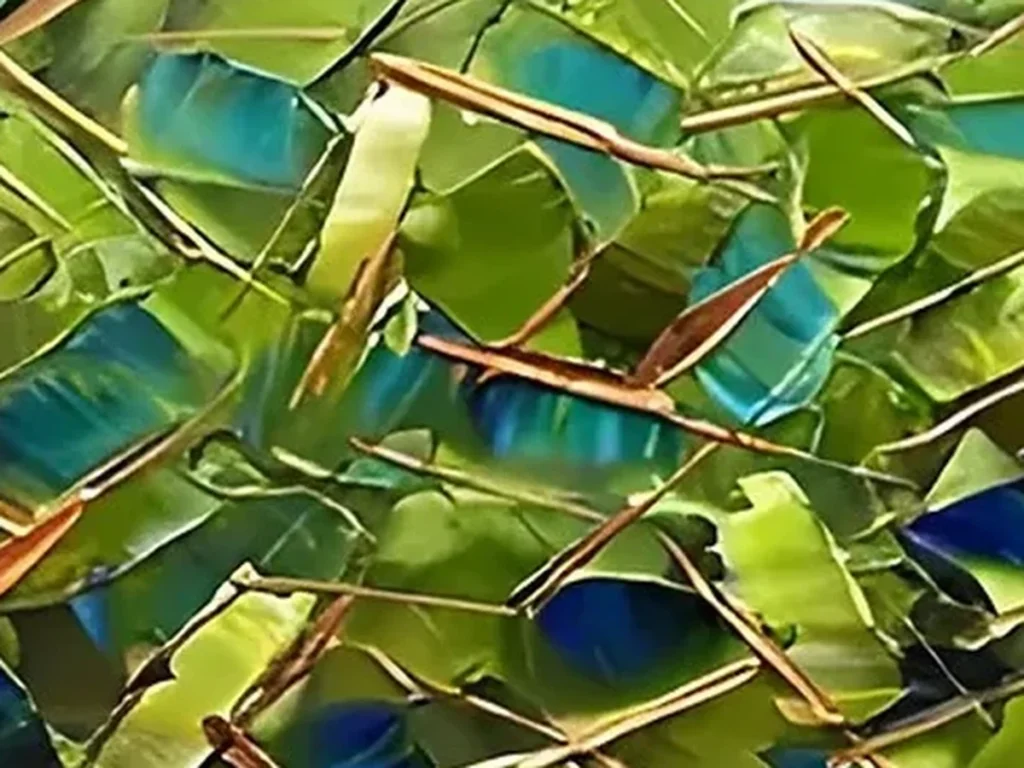 Texture detail of emerald and copper impasto abstract canvas IA33 with raised green knife chips and thin copper strokes