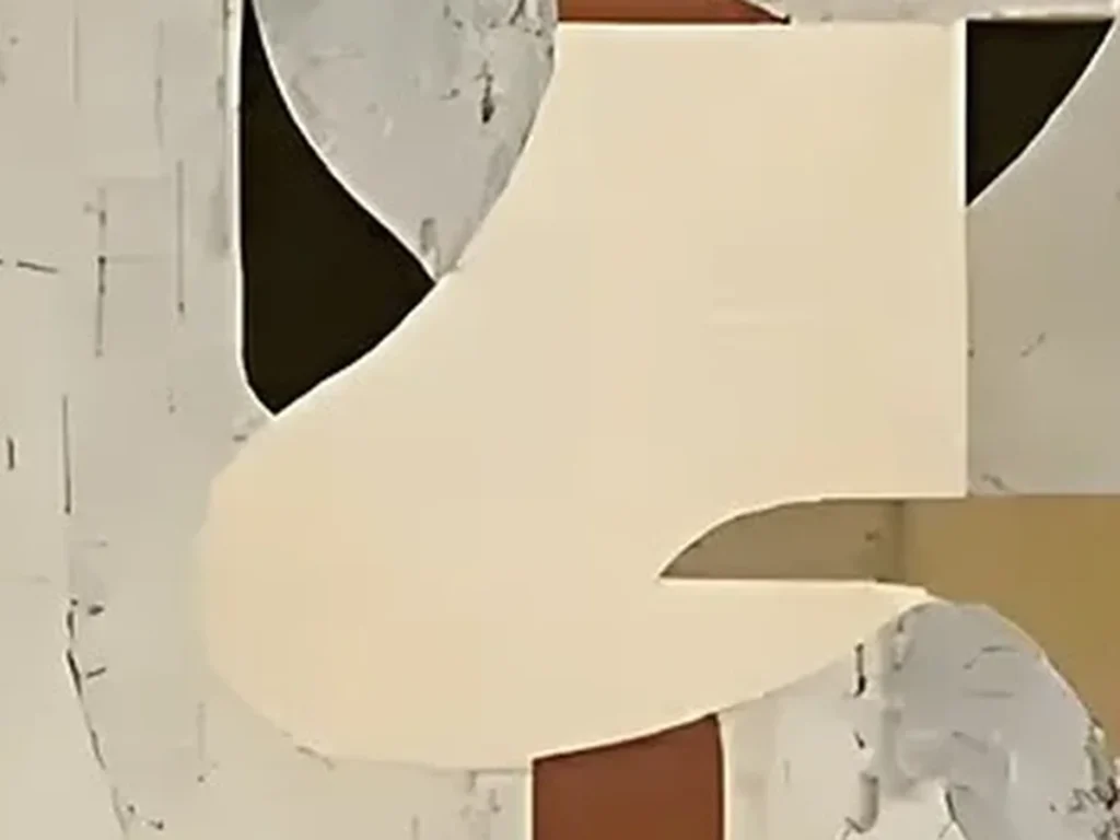 Detail crop of rust and beige organic shapes over weathered gray texture, wabi-sabi canvas WA04