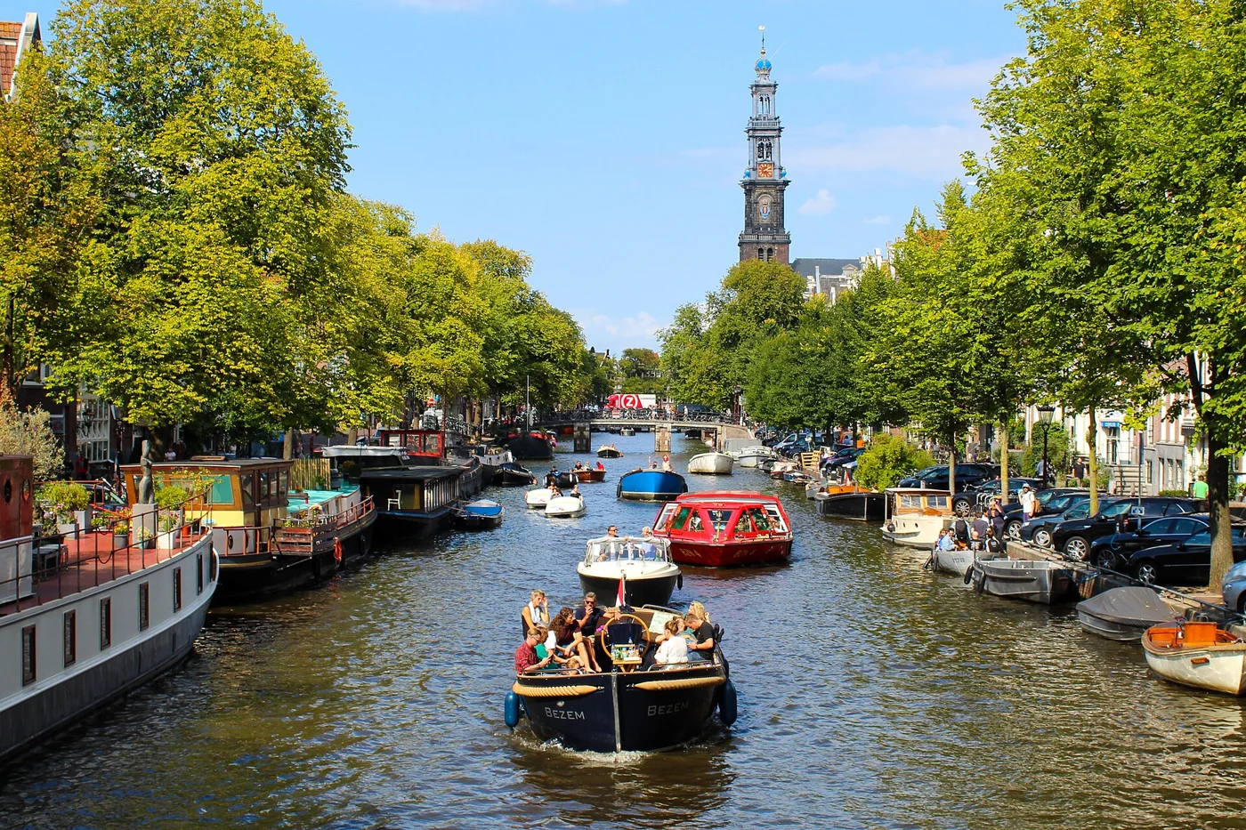 Prinsengracht canal and houses in Amsterdam