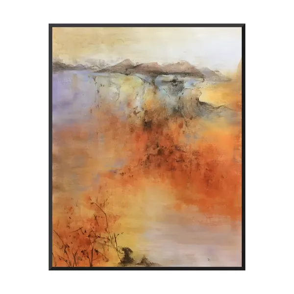 Burnt orange and lilac abstract lakeshore canvas AA26