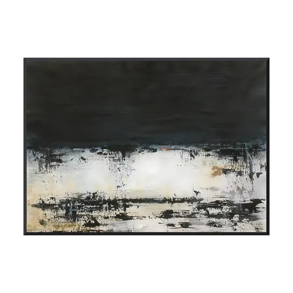 Charcoal sky and chalk white wabi-sabi abstract canvas WA13